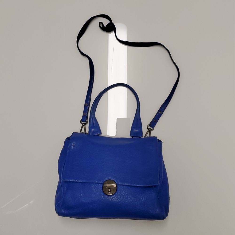 Milly Leather Handbag Crossbody Purse Cobalt Blue
